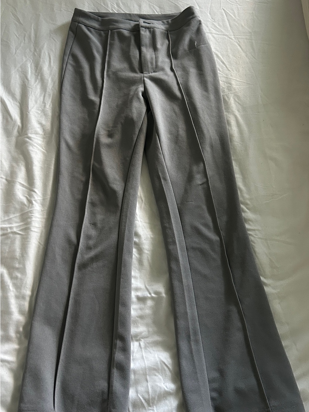 SHEIN Gray High Waist Flare Pants Tailored Front Seam